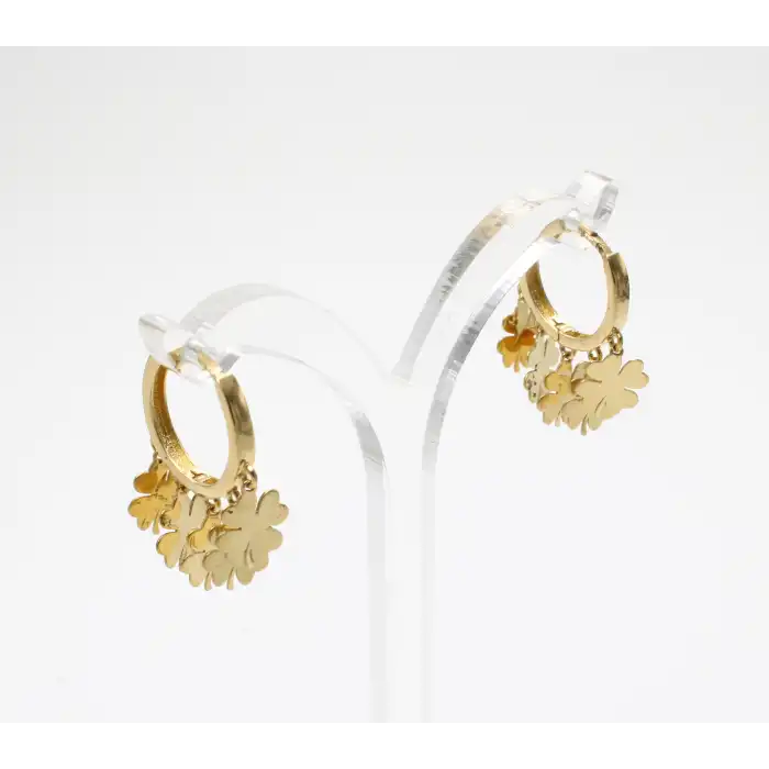 14 Ayar Pullu Yonca Model Küpe