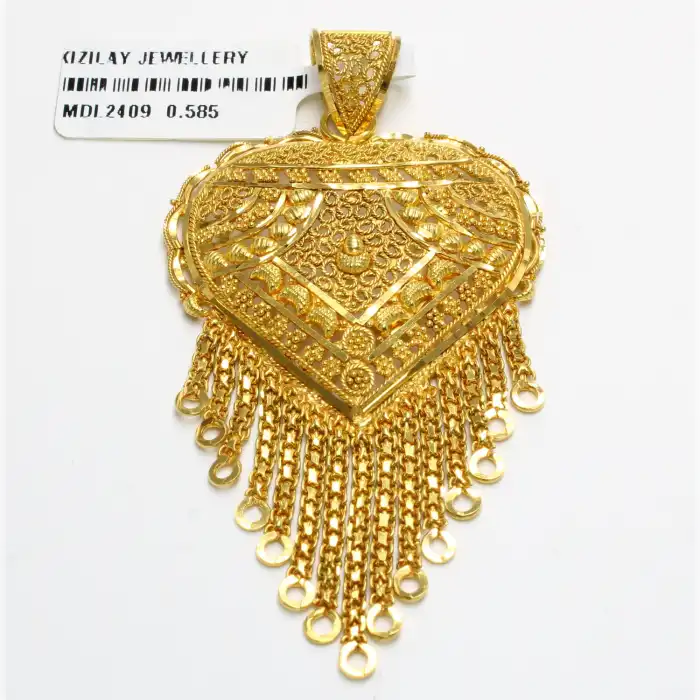 14 Ayar Püsküllü Hint Kolye Ucu