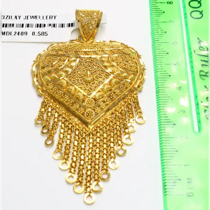 14 Ayar Püsküllü Hint Kolye Ucu