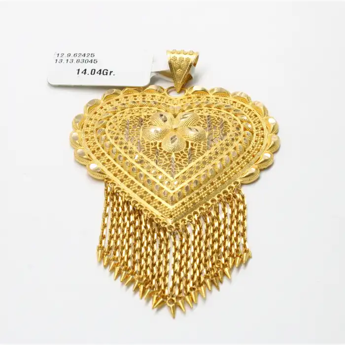 14 Ayar Püsküllü Zincir Hint Kolye Ucu