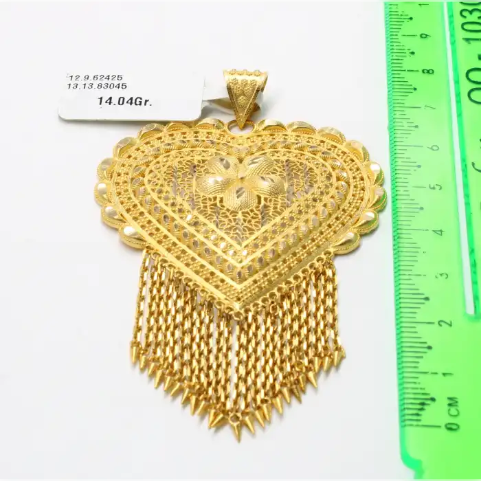 14 Ayar Püsküllü Zincir Hint Kolye Ucu