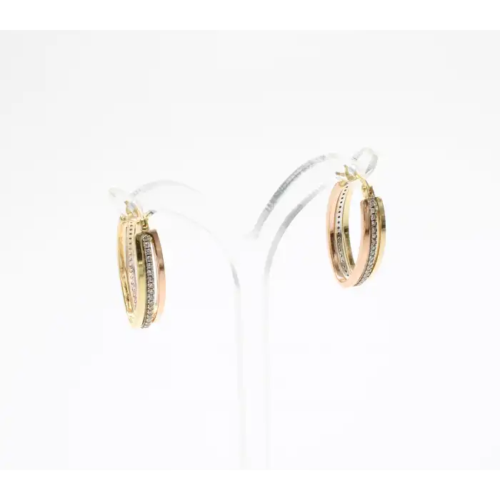 14 Ayar Rose-Gold Taşlı Küpe