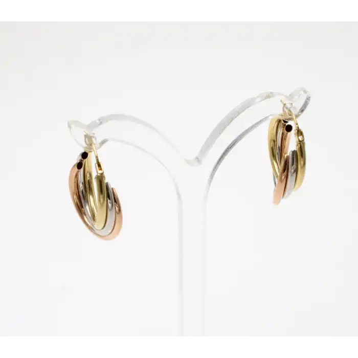 14 Ayar Rose gold yeşil Renk Halkalı Küpe