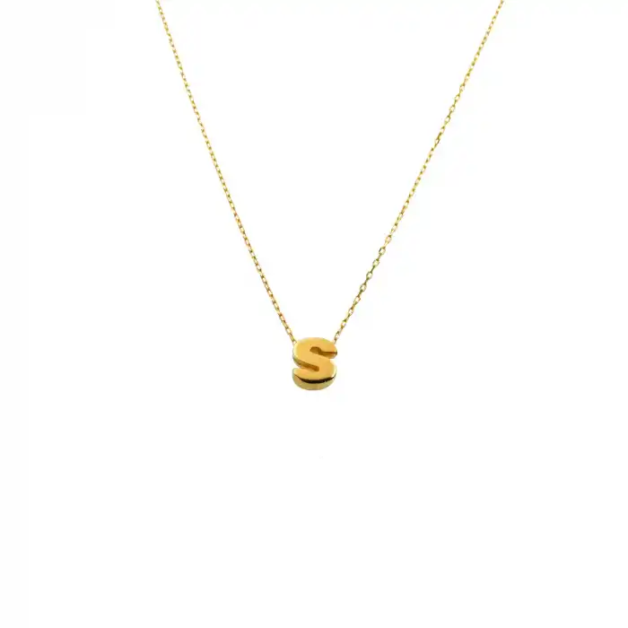 14 Ayar S Harf Minimal Kolye
