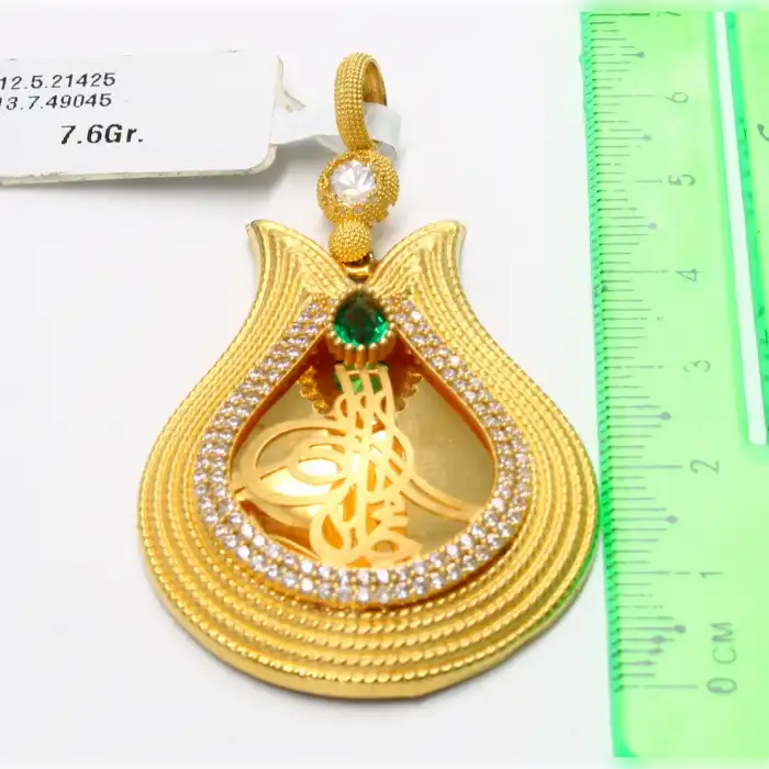 14 Ayar Saray Model Taşlı şık Kolye Ucu