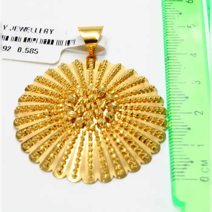 14 Ayar Saray Tasarım Dorika Desenli Kolye Ucu