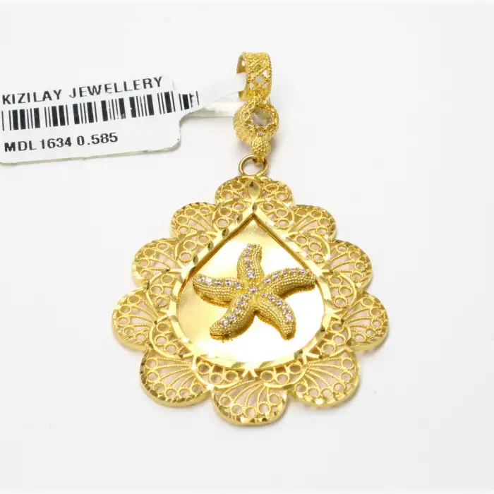 14 Ayar Saray Tasarım Taşlı Kolye Ucu