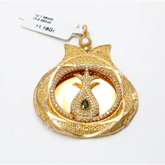 14 Ayar Saray Tasarım Taşlı Kolye Ucu