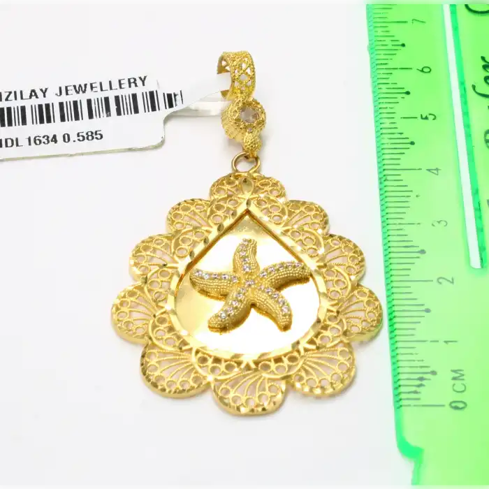 14 Ayar Saray Tasarım Taşlı Kolye Ucu