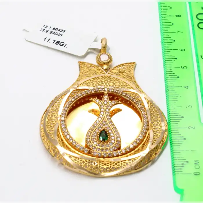 14 Ayar Saray Tasarım Taşlı Kolye Ucu