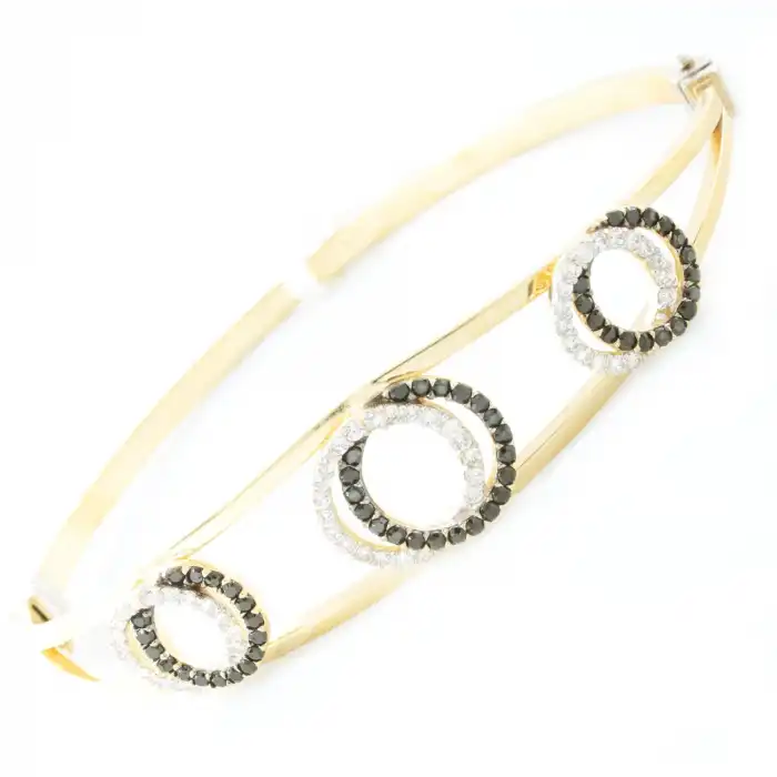 14 Ayar Siyah Taşlı Kelepçe