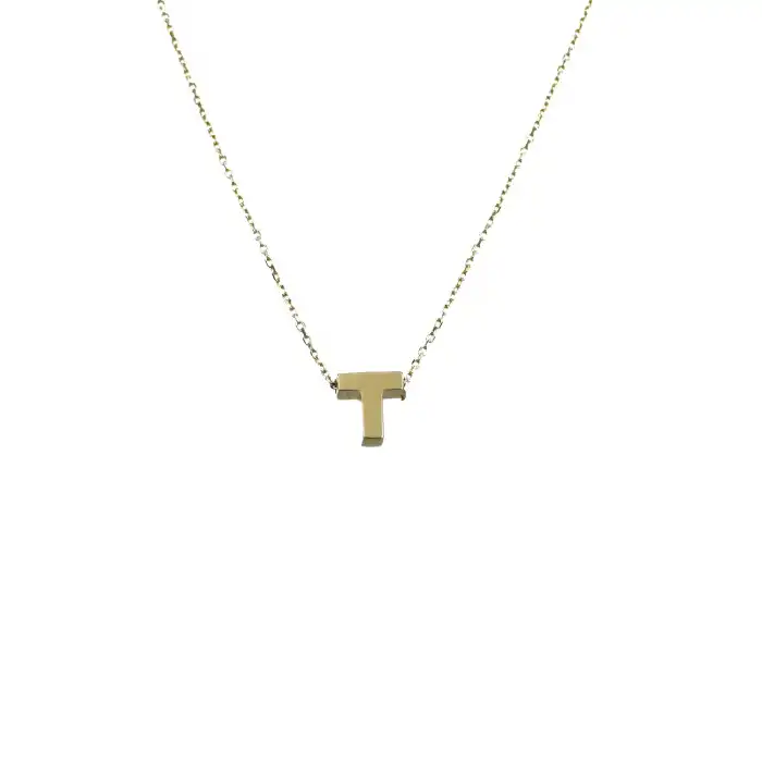 14 Ayar T Harf Minimal Kolye
