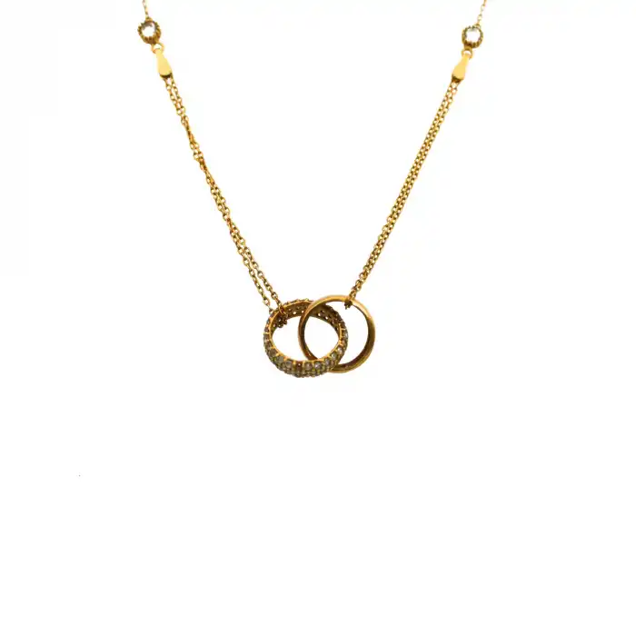 14 Ayar Taşlı Alyans Minimal Kolye