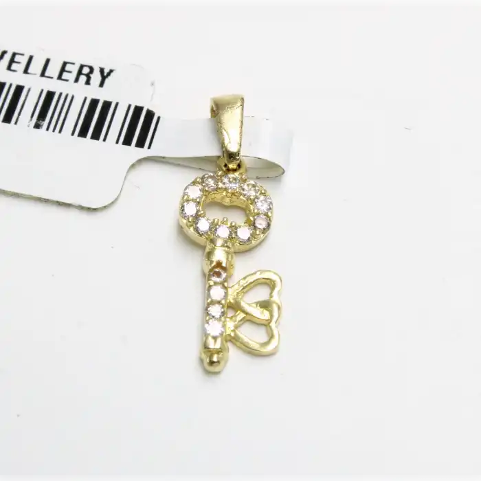 14 Ayar Taşlı Anahtar Kolye Ucu