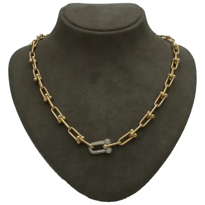 14 Ayar Taşlı Ataç Kolye