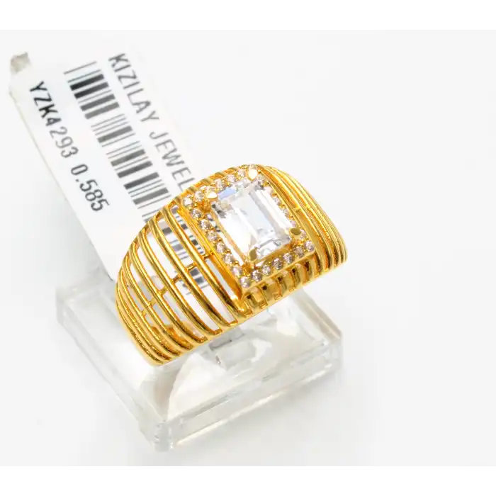 14 Ayar Taşlı Baget Yüzük