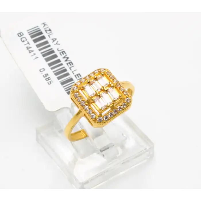 14 Ayar Taşlı Baget Yüzük