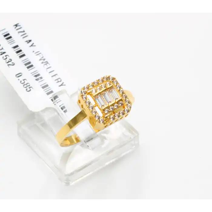 14 Ayar Taşlı Baget Yüzük