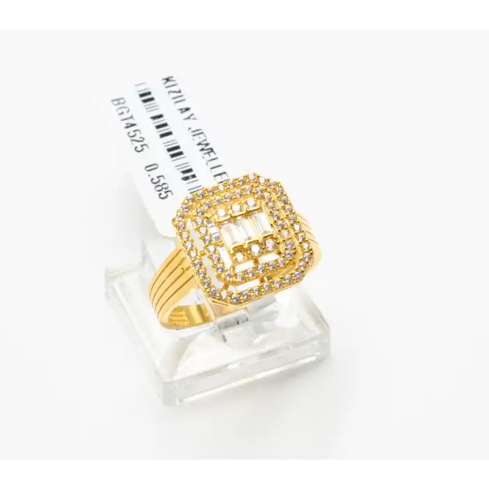 14 Ayar Taşlı Baget Yüzük