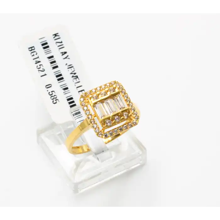 14 Ayar Taşlı Baget Yüzük