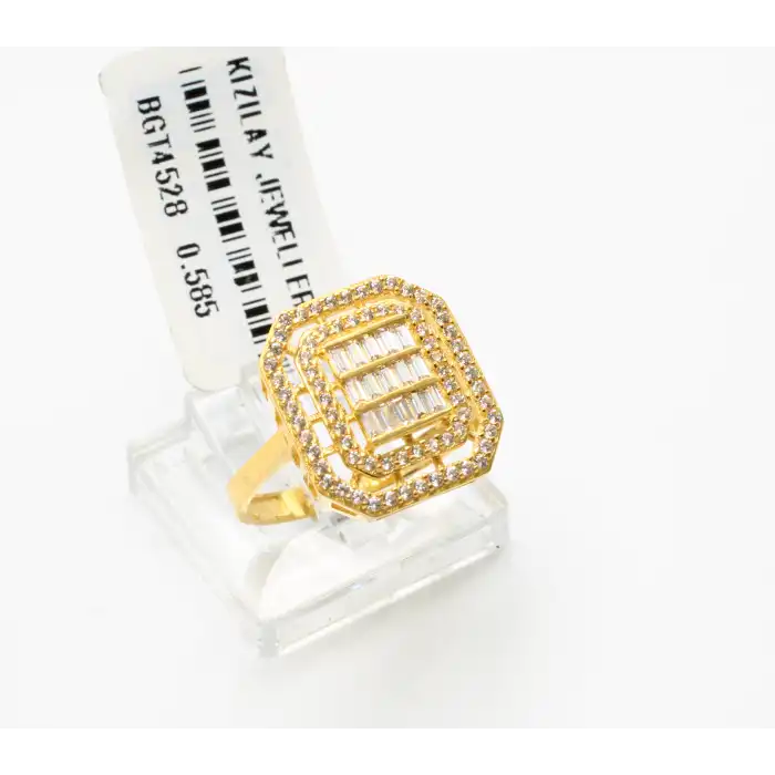 14 Ayar Taşlı Baget Yüzük