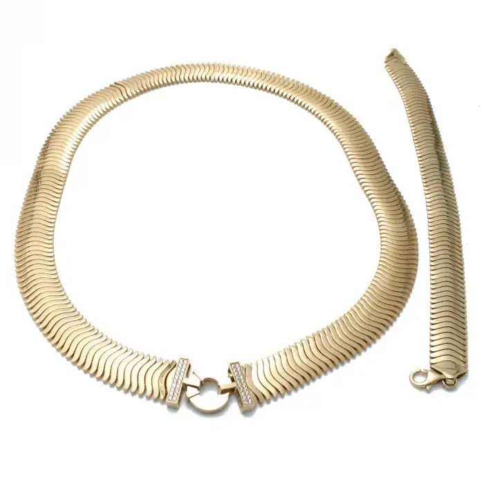 14 Ayar Taşlı Balık Sırtı Set