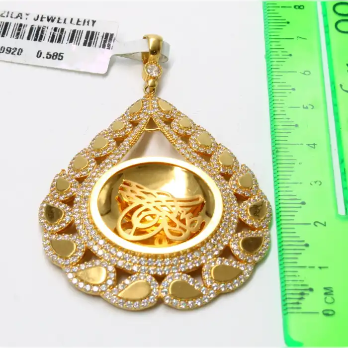 14 Ayar Taşlı Başaklı Kolye Ucu