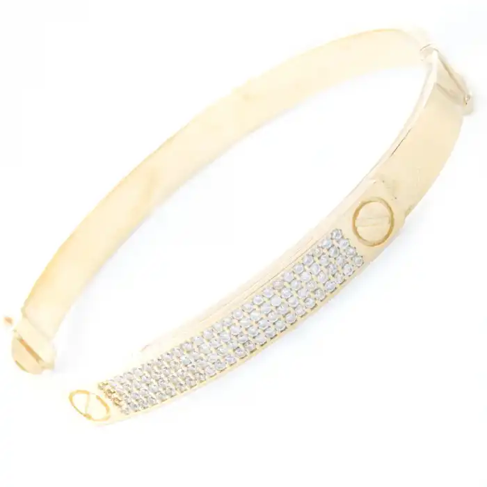 14 Ayar Taşlı Cartier Kelepçe