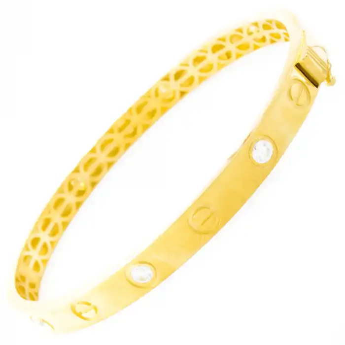 14 Ayar Taşlı Cartier Kelepçe Bilezik