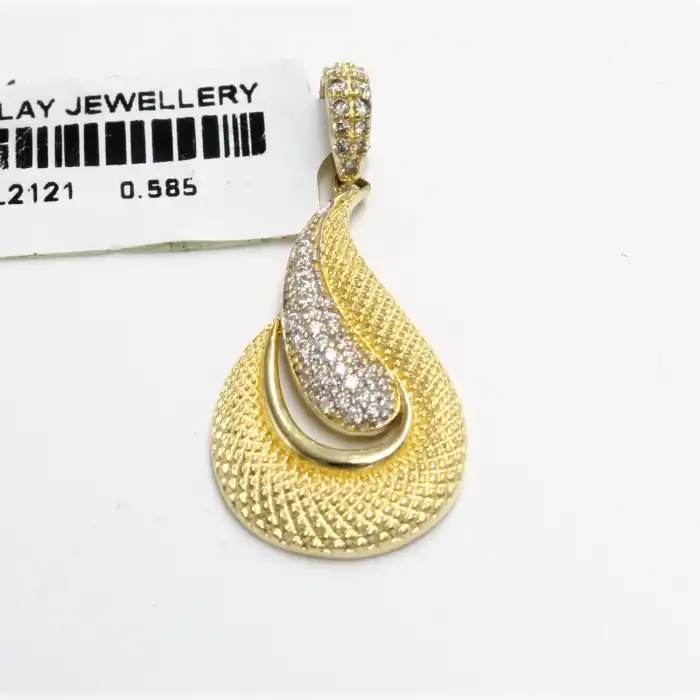 14 Ayar Taşlı Damla Model Kolye Ucu