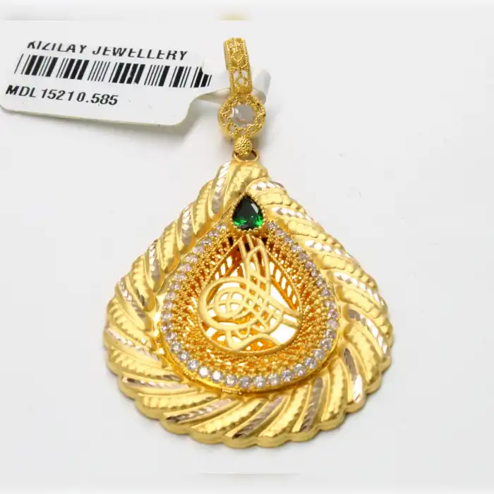 14 Ayar Taşlı Damla Model Kolye Ucu