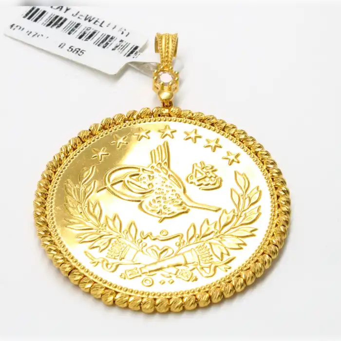 14 Ayar Taşlı Dorikalı Reşat Beşli Kolye Ucu