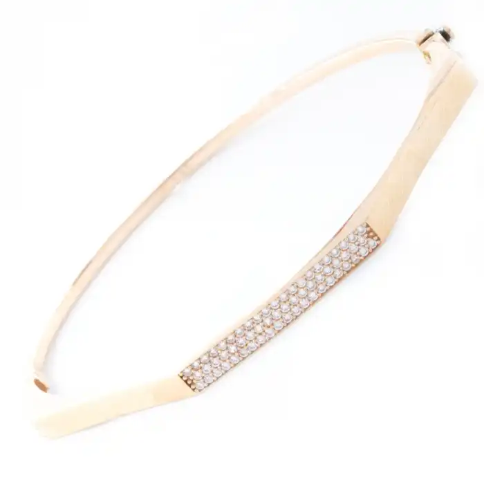 14 Ayar Taşlı Düz Kelepçe