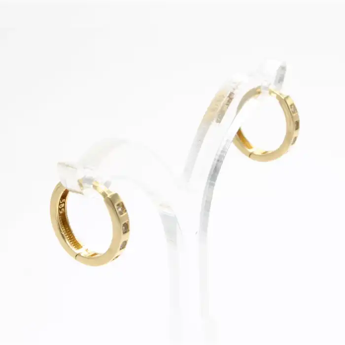 14 Ayar Taşlı Halka Küpe