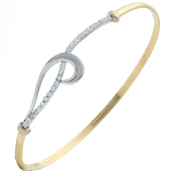 14 Ayar Taşlı Ince Kelepçe Bilezik