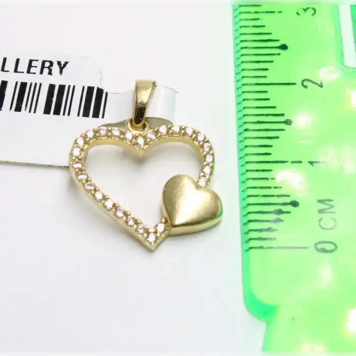 14 Ayar Taşlı Kalp Model Kolye Ucu
