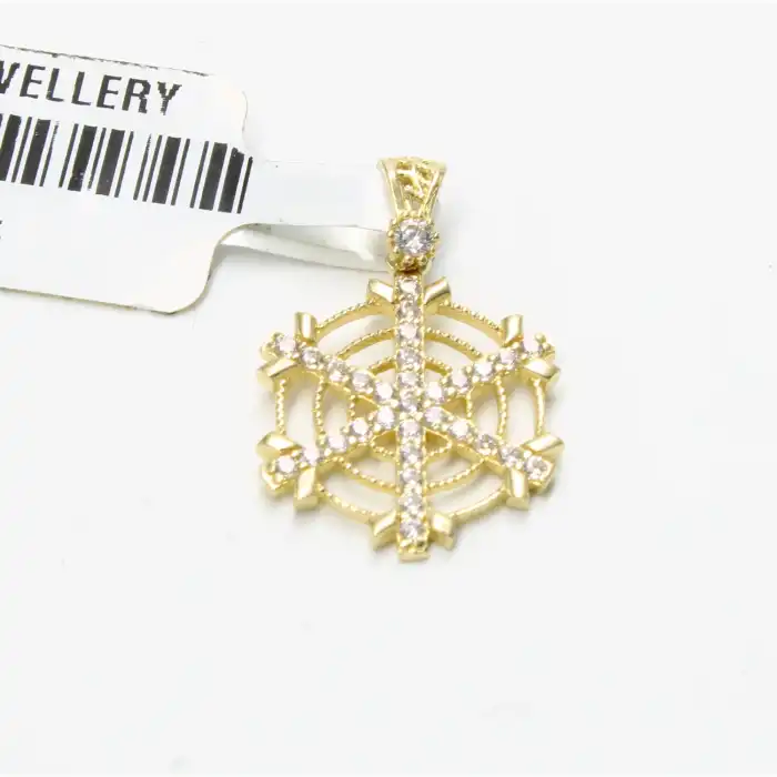 14 Ayar Taşlı Kar Tanesi Kolye Ucu