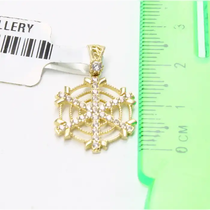 14 Ayar Taşlı Kar Tanesi Kolye Ucu