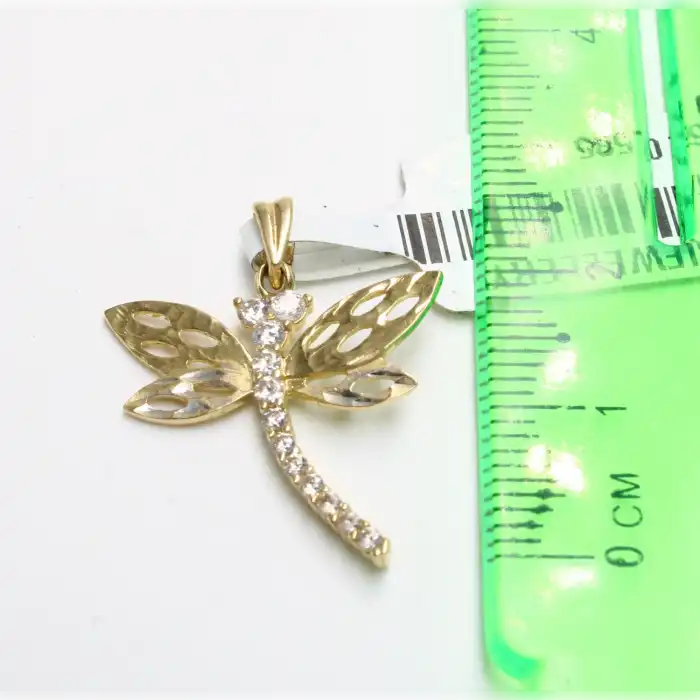 14 Ayar Taşlı Kelebek Kolye Ucu