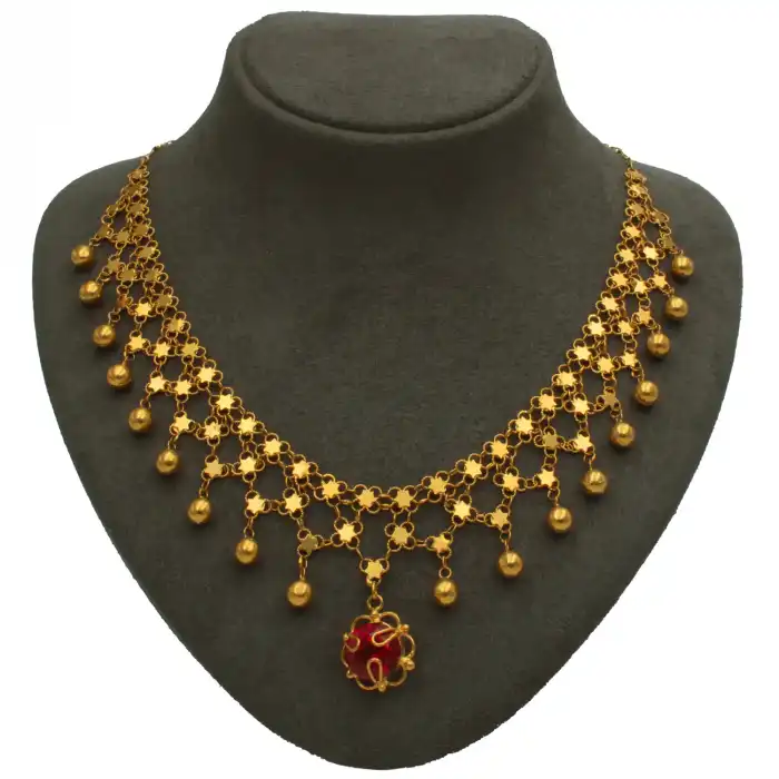 14 Ayar Taşlı Kişniş Kolye