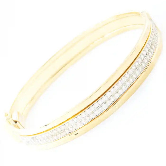 14 Ayar Taşlı Model Düz Kelepçe