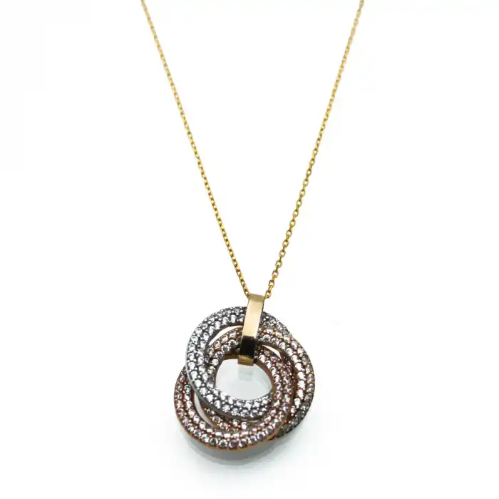 14 Ayar Taşlı Oval Minimal Kolye