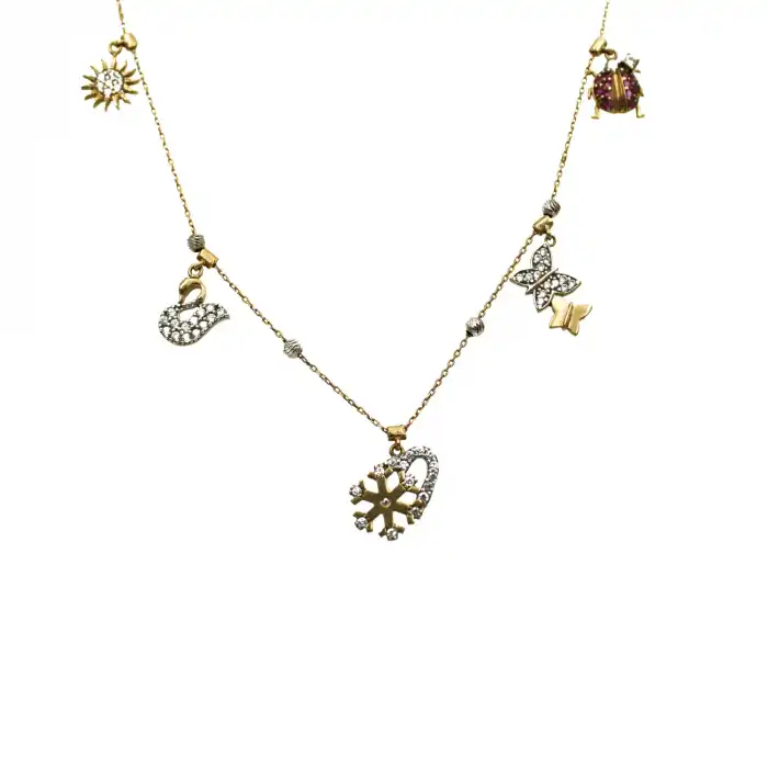 14 Ayar Taşlı Pandora Minimal Kolye