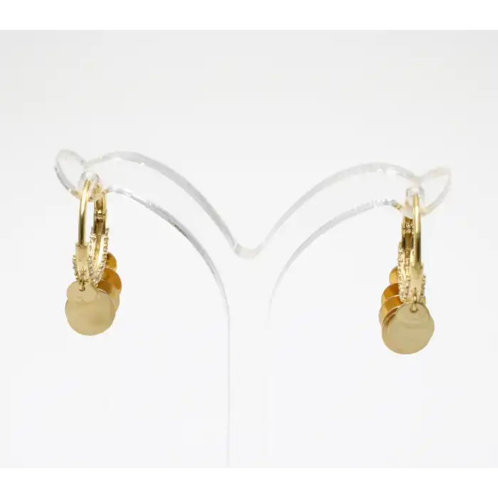 14 Ayar Taşlı Pullu Küpe