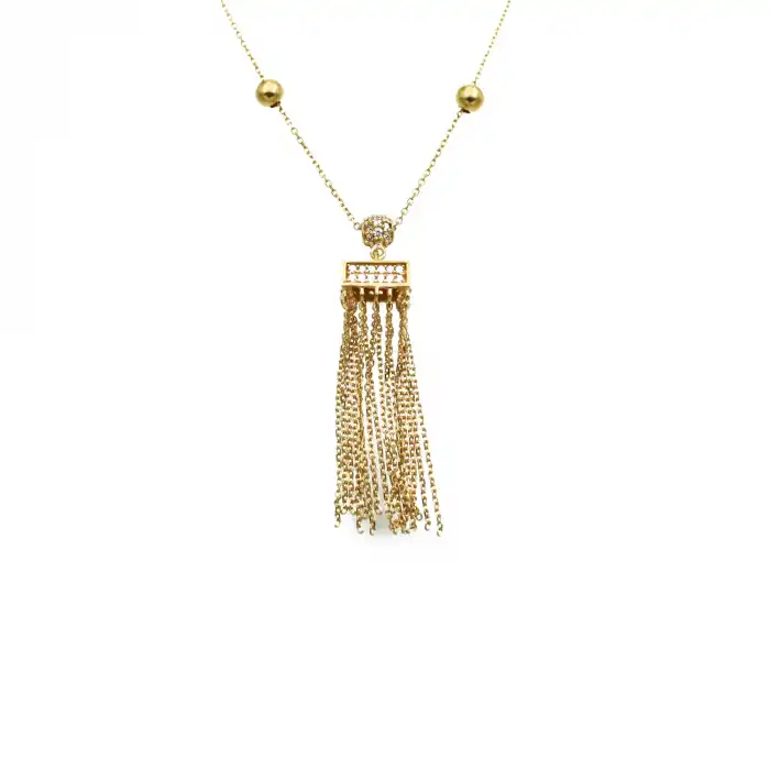 14 Ayar Taşlı Salkım Minimal Kolye