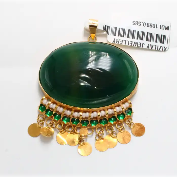 14 Ayar Taşlı şık Kolye Ucu