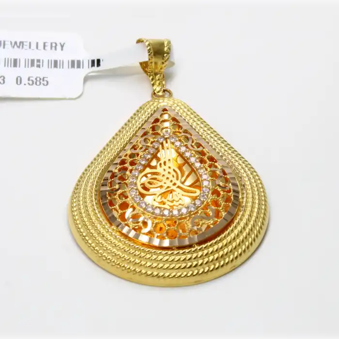 14 Ayar Taşlı şık Kolye Ucu