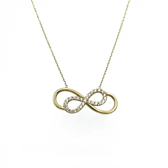 14 Ayar Taşlı Sonsuzluk Minimal Kolye