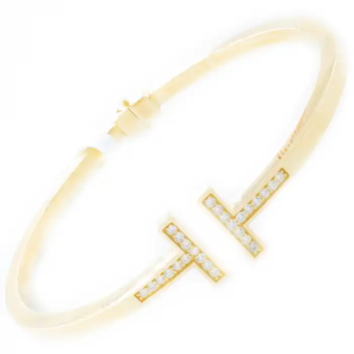 14 Ayar Taşlı T Kelepçe Bilezik