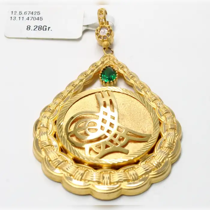 14 Ayar Taşlı Tasarım Kolye Ucu